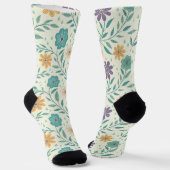 Whimsical Vintage Floral Cream Patterned  Socken (Gewinkelt)
