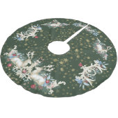 Whimsical Vintage Reindeer Christmas Tree Skirt Polyester Weihnachtsbaumdecke (Schrägansicht)