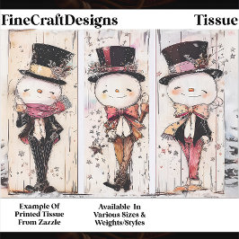 Whimsical Vintage Snowman, Top Hats F9 Decoupage Seidenpapier