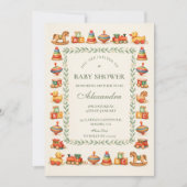 Whimsical Vintage Toy Baby Shower Einladung (Vorderseite)