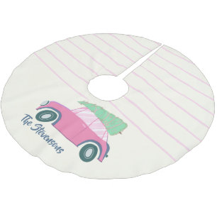 Whimsical Vintage Weihnachtsbaumwagen Personalisie Polyester Weihnachtsbaumdecke