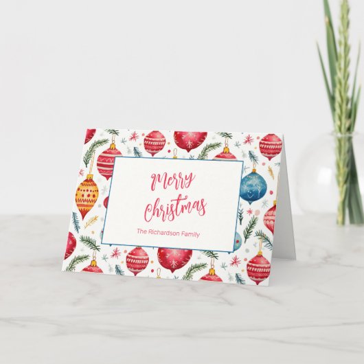 Whimsical Vintage Weihnachtsschmuck Feiertagskarte (Vorderseite)