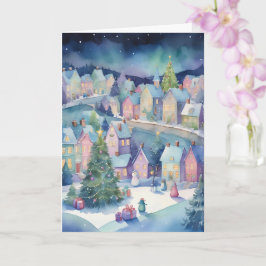 Whimsical Vintage Weihnachtsstadt Storybook Karte