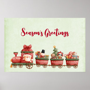 Whimsical Vintage Weihnachtszug mit Spielzeug Poster