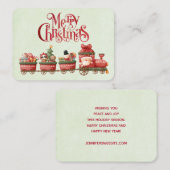 Whimsical Vintage Weihnachtszug mit Spielzeug Visitenkarte (Vorne/Hinten)