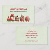 Whimsical Vintage Weihnachtszug mit Spielzeug Visitenkarte (Vorne/Hinten)