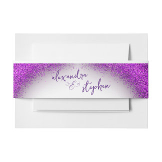 Whimsical Violet Magenta Confetti Wedding Monogram Einladungsbanderole