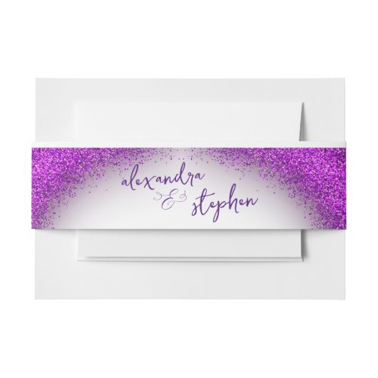 Whimsical Violet Magenta Confetti Wedding Monogram Einladungsbanderole (Vorderseite Beispiel)