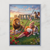 Whimsical Visit England Postkarte (Vorderseite)