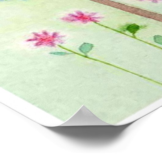 whimsical vogel singing Watercolor Poster (Ecke)