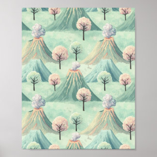 Whimsical Volcanscape - Fantasy Art Print Poster