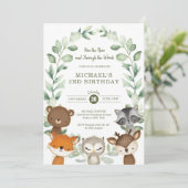 Whimsical Wald Friend Greenerie Geburtstag Einladung (Stehend Vorderseite)