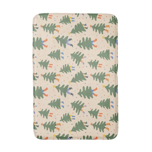 Whimsical Walking Weihnachtsbaummuster Badematte (Vorderseite Vertikal)