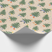 Whimsical Walking Weihnachtsbaummuster Geschenkpapier (Ecke)