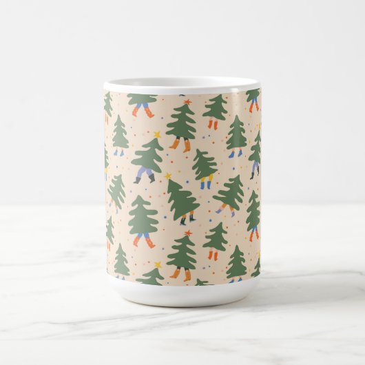 Whimsical Walking Weihnachtsbaummuster Kaffeetasse (Mittel)