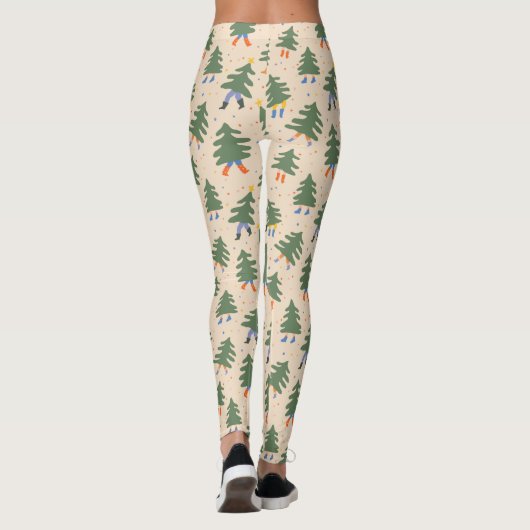 Whimsical Walking Weihnachtsbaummuster Leggings (Rückseite)