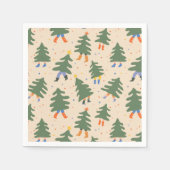 Whimsical Walking Weihnachtsbaummuster Serviette (Vorderseite)