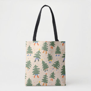Whimsical Walking Weihnachtsbaummuster Tasche