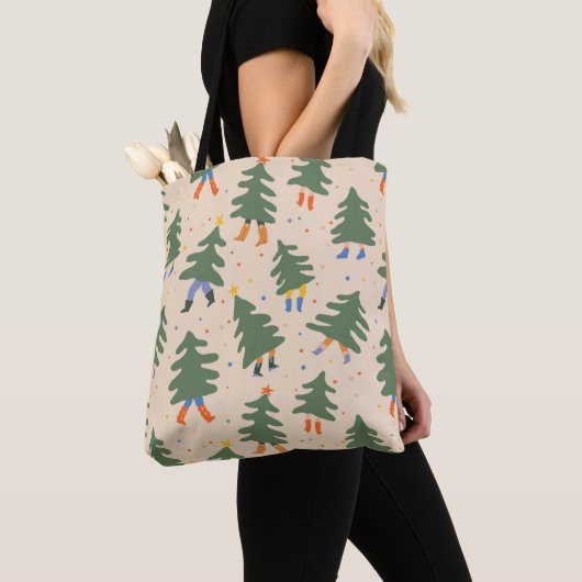 Whimsical Walking Weihnachtsbaummuster Tasche (Von Nahem)