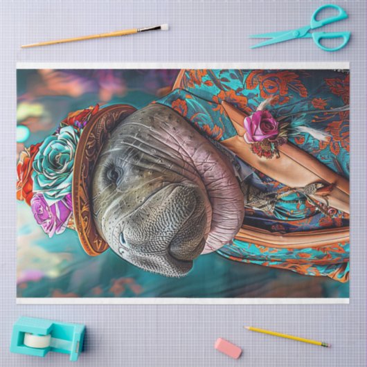 Whimsical Walrus Hippo Decoupage Seidenpapier (Basteln)