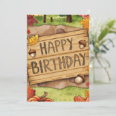 Whimsical Warm Forest Herbst glücklich Geburtstag Karte (Stehend Vorderseite)