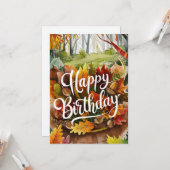 Whimsical Warme Saison Herbst glücklich Geburtstag Karte (Vorderseite/Rückseite Beispiel)