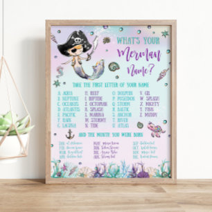 Whimsical Was ist Ihr Merman Name Geburtstag Spiel Poster