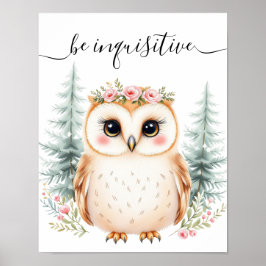 Whimsical Watercolor Affirmation Baby Owl Kinderzi Poster