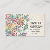 Whimsical Watercolor and pen Art Therapist Visitenkarte (Vorderseite)