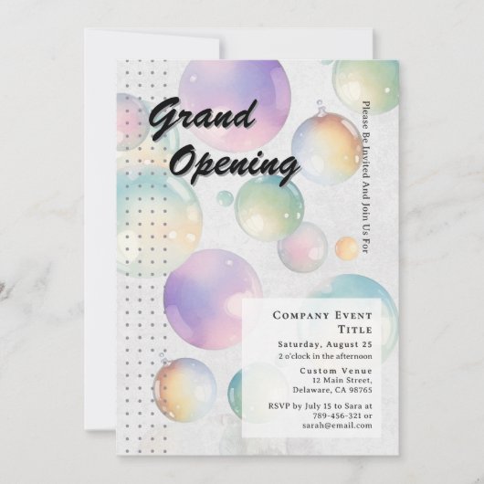 Whimsical Watercolor Aura Bubble Grand Opening Einladung (Vorderseite)