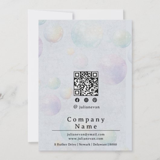 Whimsical Watercolor Aura Bubble Grand Opening Einladung (Rückseite)