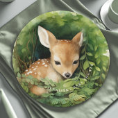 Whimsical Watercolor Baby Deer Baby Dusche Pappteller