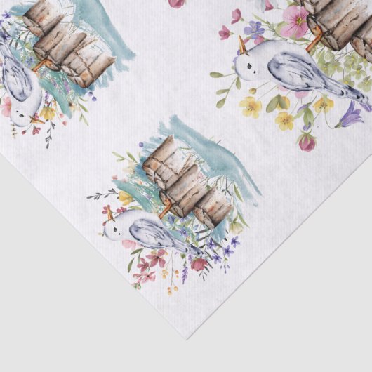 Whimsical Watercolor Beachy Florals & Shells Seidenpapier (Detail)