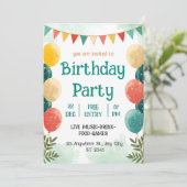 Whimsical Watercolor Birthday Celebration Invitati Einladung (Stehend Vorderseite)