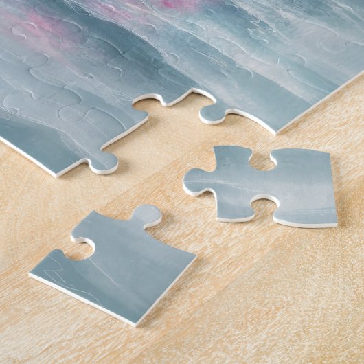 Whimsical Watercolor Black Cat Flamingo Float Puzzle (Seite)