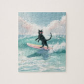 Whimsical Watercolor Black Cat Surfpuzzle Puzzle (Vertikal)