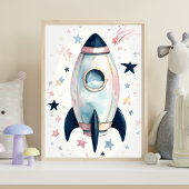 Whimsical Watercolor Blue Space Moon & Back Bilderwand Sets