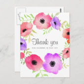 Whimsical Watercolor Blume Hochzeit Danke Postkarte (Vorne/Hinten)