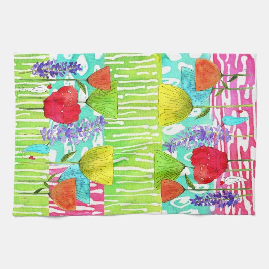 Whimsical Watercolor Blume Küchentücher (Horizontal)