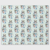 Whimsical Watercolor Boho Snowman Weihnachten Geschenkpapier (Flach)