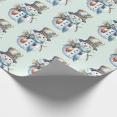 Whimsical Watercolor Boho Snowman Weihnachten Geschenkpapier (Ecke)