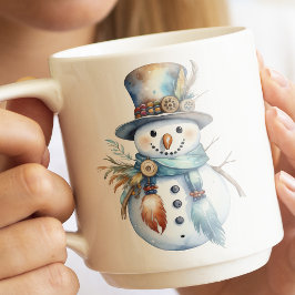 Whimsical Watercolor Boho Snowman Weihnachten Kaffeetasse