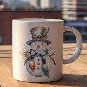 Whimsical Watercolor Boho Snowman Weihnachten Kaffeetasse