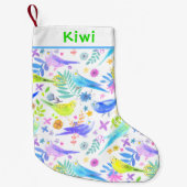 Whimsical Watercolor Budgie Parakeets Kleiner Weihnachtsstrumpf (Vorderseite)