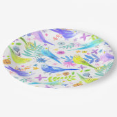 Whimsical Watercolor Budgie Parakeets Pappteller (Schrägansicht)