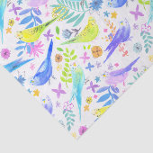 Whimsical Watercolor Budgie Parakeets Seidenpapier (Ausschnitt)