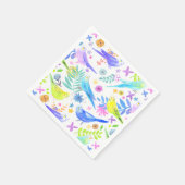 Whimsical Watercolor Budgie Parakeets Serviette (Ecke)