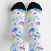Whimsical Watercolor Budgie Parakeets Socken (Oben)