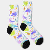 Whimsical Watercolor Budgie Parakeets Socken (Rechts)