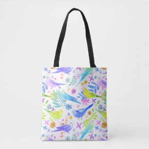 Whimsical Watercolor Budgie Parakeets Tasche